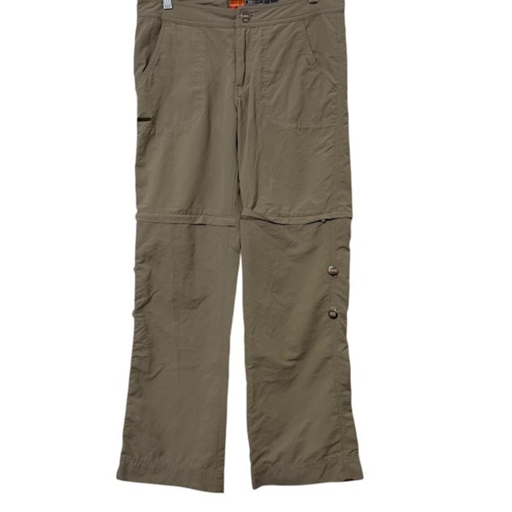 Merrell Khaki Green opti-wick Zip Off Convertible Hiking Nylon Pants Womens 6